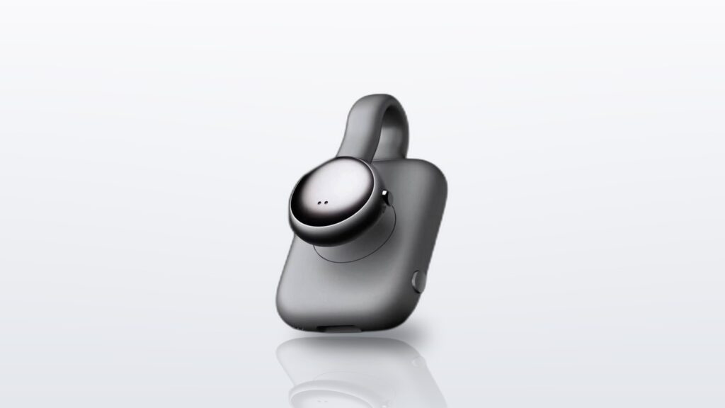 SwitchBot AI MindClip wearable AI recorder (graphite with silver mic dome), studio product shot
