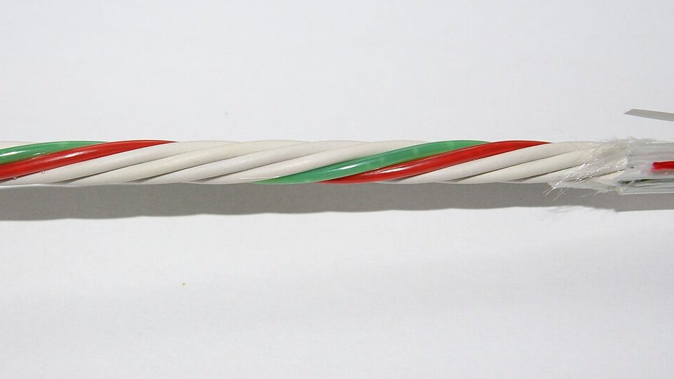 A real fiber-optic cable, the overbuilt telecom infrastructure that survived the dot-com crash and later carried the modern internet